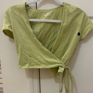 Hollister Light Green Wrap Crop Top